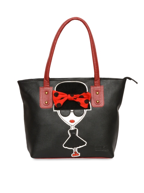 

Pink Potato Black Self Design Tote Bag