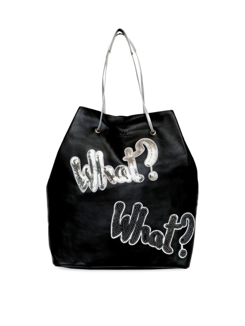 

Pink Potato Black & Silver-Toned Embellished Shoulder Bag