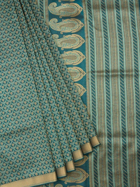 

Vijayalakshmi Silks Sea Green & Gold Pure Silk Printed Saree