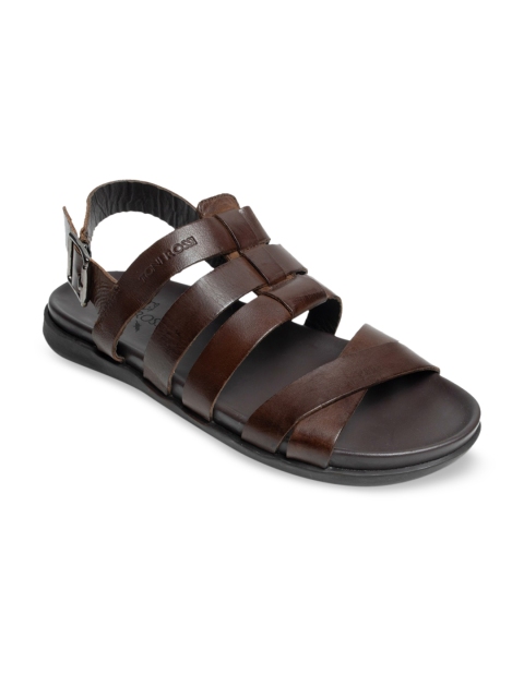 

TONI ROSSI Men Brown Leather Gladiators