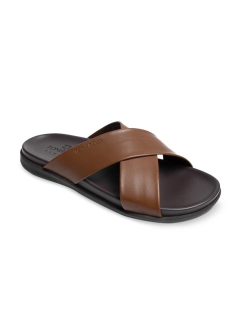 

TONI ROSSI Men Tan Brown Leather Sandals