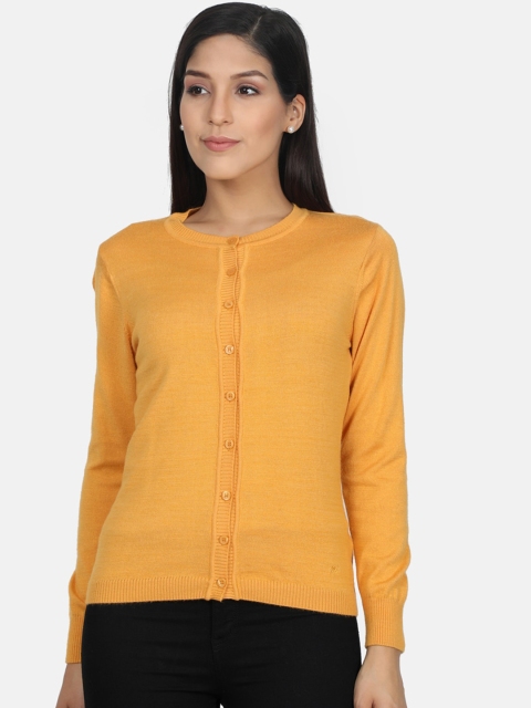 

Monte Carlo Women Mustard Yellow Solid Cardigan