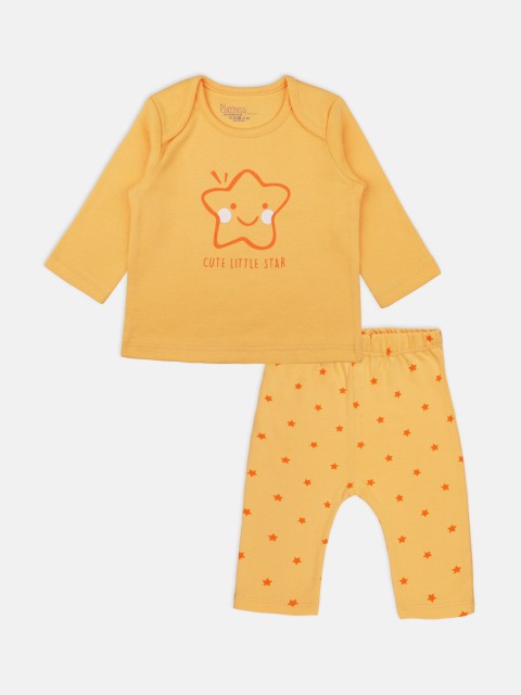 

PLAYNESS Unisex Kids Yellow Printed Night suit