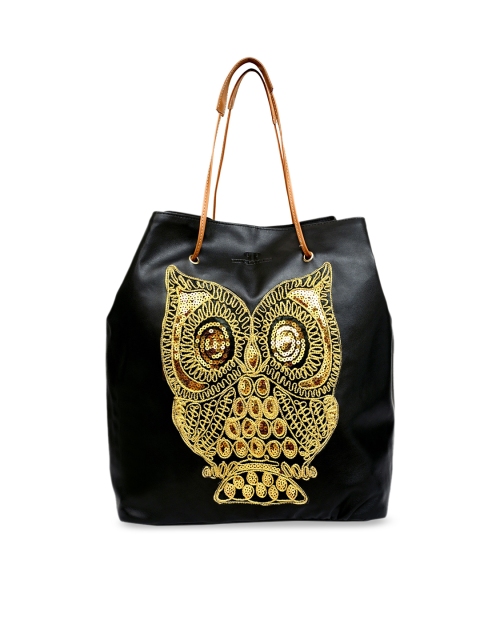 

Pink Potato Black & Gold-Toned Embellished Shoulder Bag