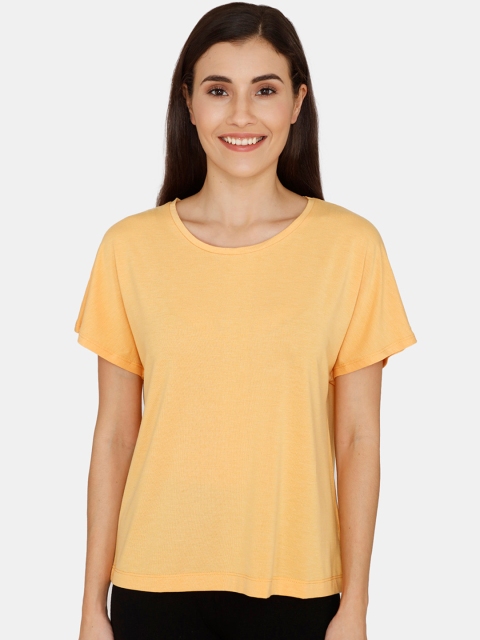 

Zivame Women Yellow Solid Round Neck T-shirt