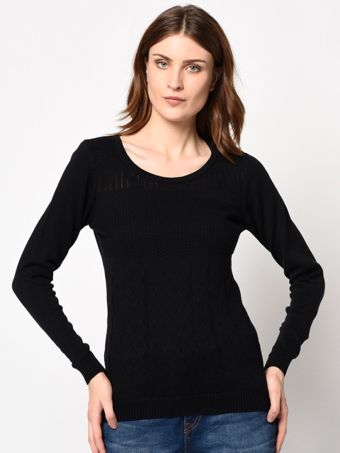 

98 Degree North Women Black Solid Pullover Sweater