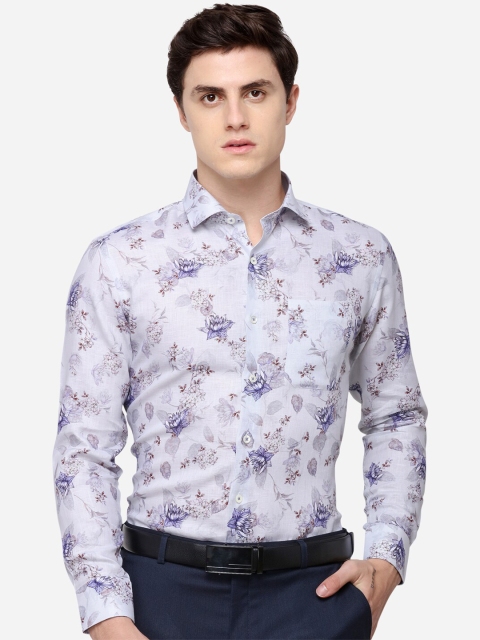 

JADE BLUE Men Grey & Blue Slim Fit Printed Formal Shirt