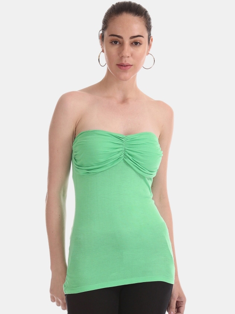 

Flying Machine Women Green Solid Tube Top
