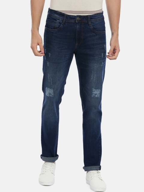 

IMYOUNG Men Blue Slim Fit Mid-Rise Mildly Distressed Stretchable Jeans