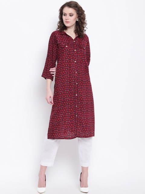 

Napra Women Maroon & Red Printed A-Line Kurta