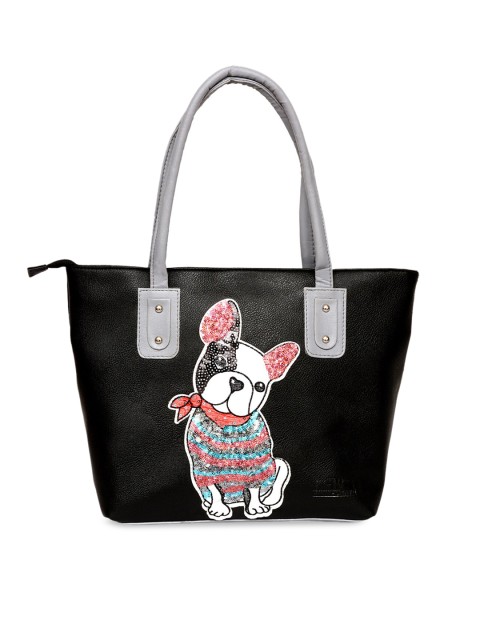 

Pink Potato Black & Grey Embellished Tote Bag