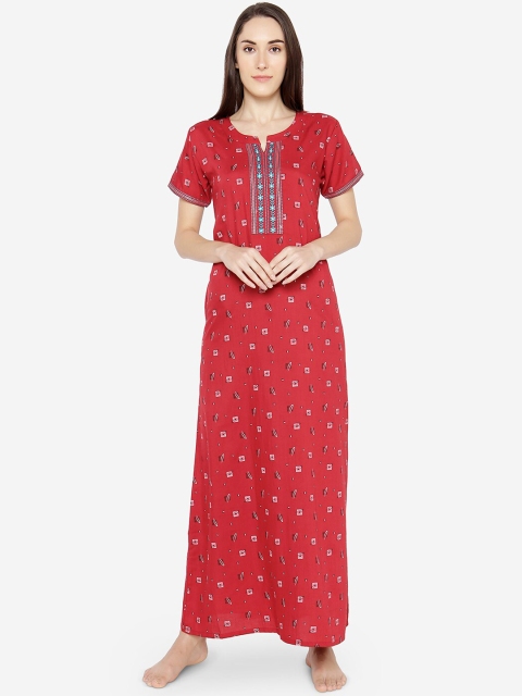 

Sand Dune Red Printed Nightdress