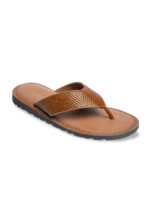 

TONI ROSSI Men Tan Brown Leather Comfort Sandals