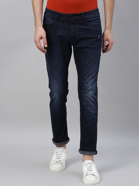 

RARE RABBIT Men Navy Blue Slim Fit Mid-Rise Mildly Distressed Jeans