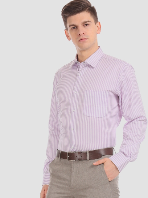 

Arrow Men Lavender & White Regular Fit Striped Formal Shirt