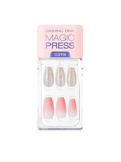 

Dashing Diva Set Of 6 Magicpress Coral Allure Press On Gel Nails, Pink