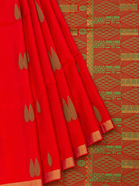 

Vijayalakshmi Silks Orange & Green Pure Silk Printed Saree