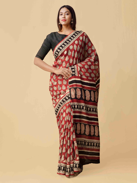 

Unnati Silks Red & Cream-Coloured Pure Cotton Printed Kota Saree