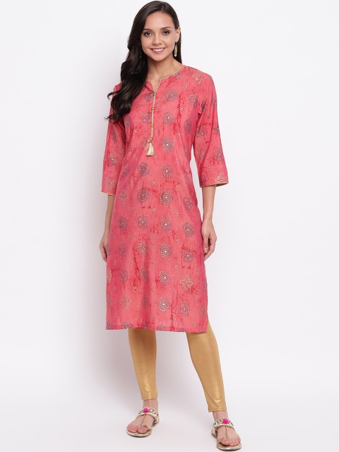 

Napra Women Pink Printed Straight Kurta