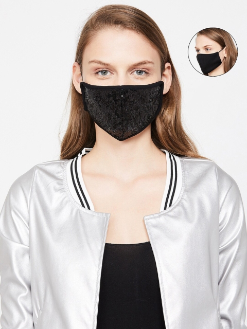 

Ginger by Lifestyle Black Solid Face Cloth Mask