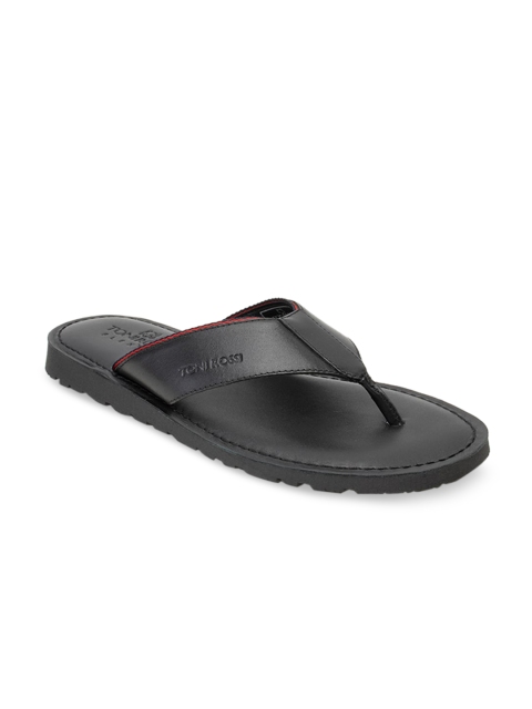 

TONI ROSSI Men Black Leather Sandals