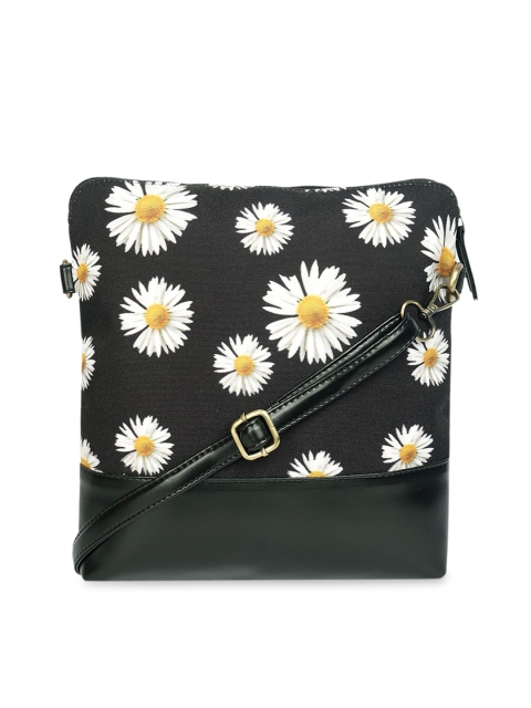 

Lychee bags Black Floral Printed Sling Bag