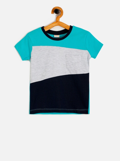 

Aomi Boys Blue & Grey Colourblocked Round Neck T-shirt