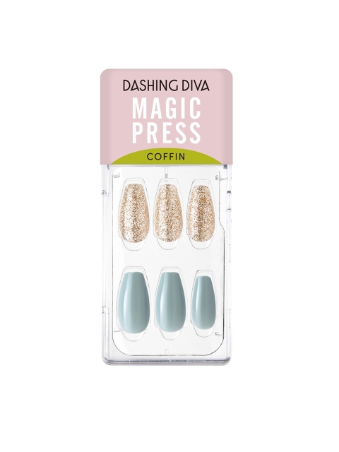 

Dashing Diva Gold & Green MAGICPRESS Evening Sky Artificial Nails