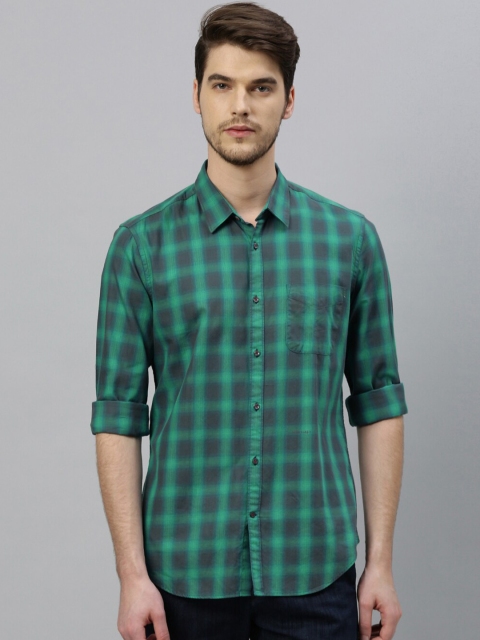 

RARE RABBIT Men Green Tailored Fit Checked Casual Shirt