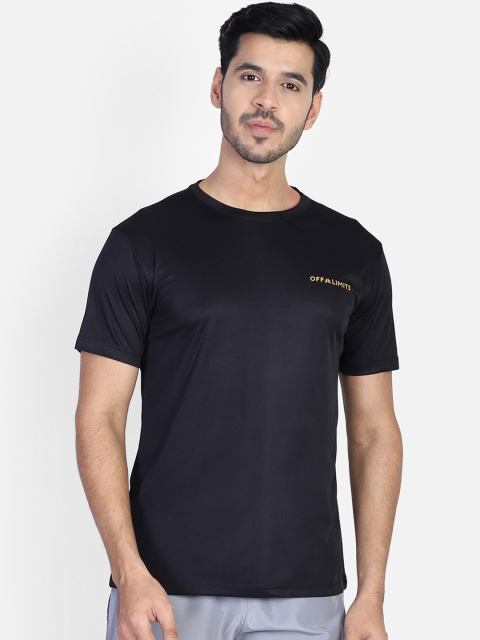 

OFF LIMITS Men Black Solid Round Neck T-shirt