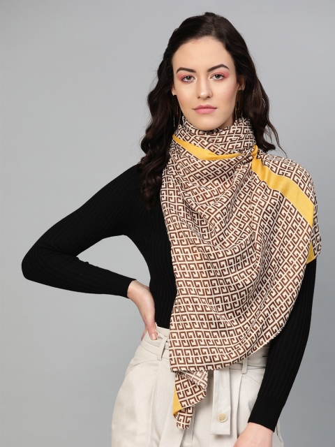 

DIVA WALK EXCLUSIVE Women Yellow & Brown Printed Scarf