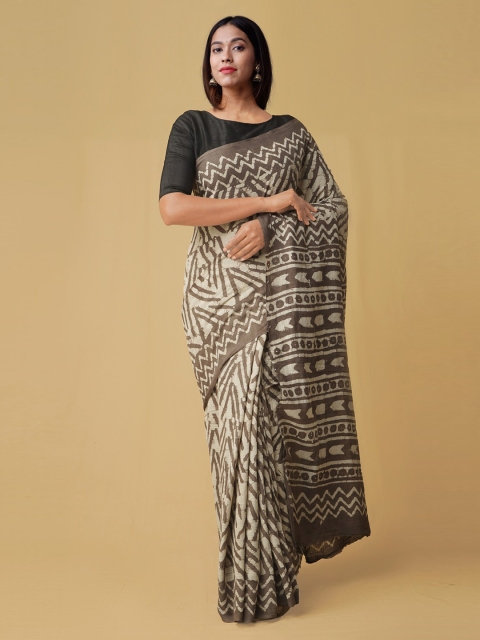 

Unnati Silks Grey Pure Cotton Printed Kota Saree