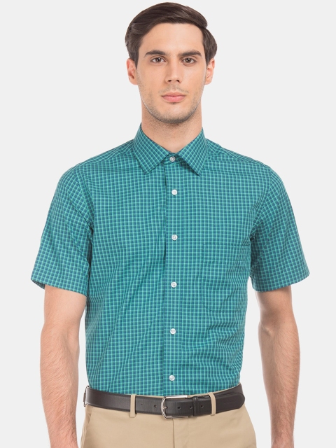 

Arrow Men Green Regular Fit Checked Formal Shirt