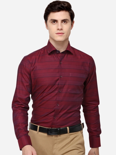 

JADE BLUE Men Maroon Slim Fit Striped Formal Shirt