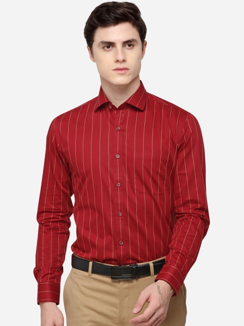 

JADE BLUE Men Red Regular Fit Striped Formal Shirt