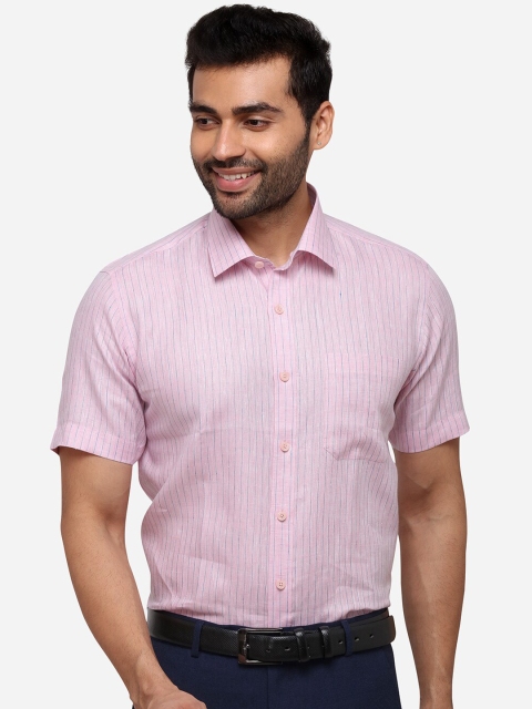 

JADE BLUE Men Pink & Blue Regular Fit Striped Formal Shirt