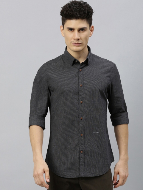 

RARE RABBIT Men Black Tailored Fit Micro Checked Casual Shirt