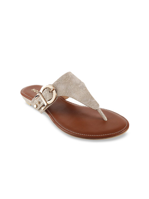 

Mochi Women Beige Printed Open Toe Flats with Buckles
