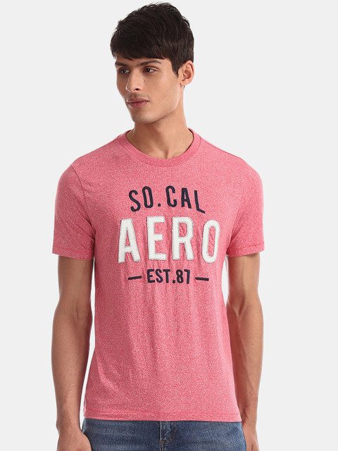 

Aeropostale Men Pink Printed Round Neck T-shirt