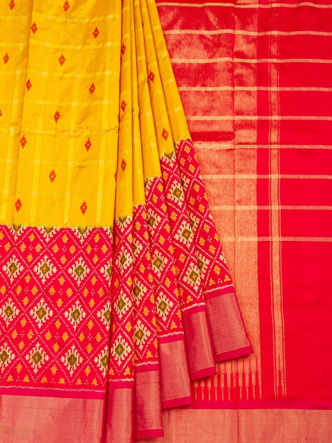 

Vijayalakshmi Silks Pink & Yellow Pure Silk Printed Patola Saree