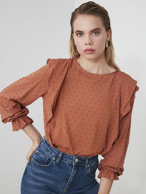 

TRENDYOL COLLECTION Women Brown Printed Top