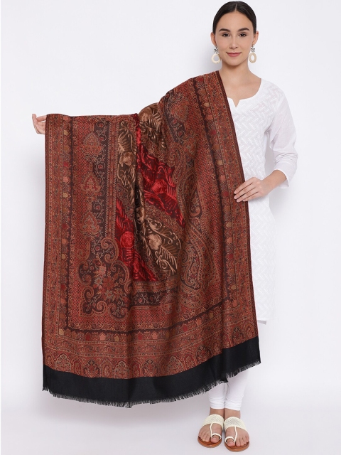 

Pashmoda Women Maroon & Black Aari Embroidered Jamawar Shawl