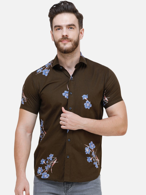 

COLVYNHARRIS JEANS Men Olive Green Slim Fit Printed Casual Shirt