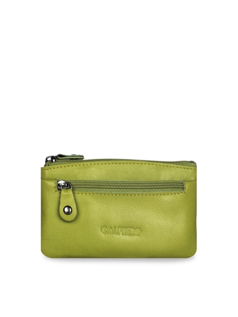 

CALFNERO Green Solid Genuine Leather Zip-Around Wallet