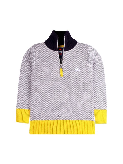 

Cherry Crumble Boys Grey Half-Zip Self Knitted Sweater