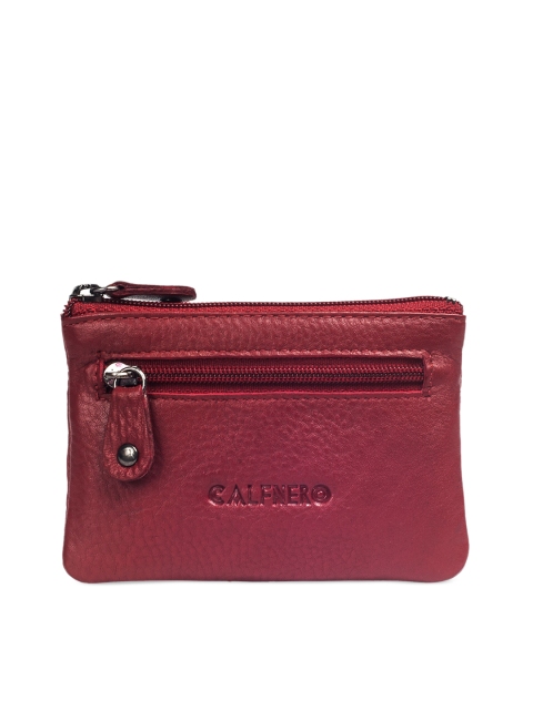 

CALFNERO Unisex Red Textured Zip Around Wallet