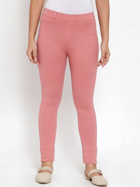

KLOTTHE Women Peach-Coloured Skinny-Fit Treggings