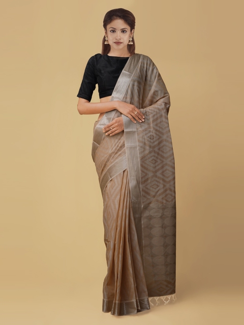 

Unnati Silks Brown Pure Cotton Printed Uppada Saree