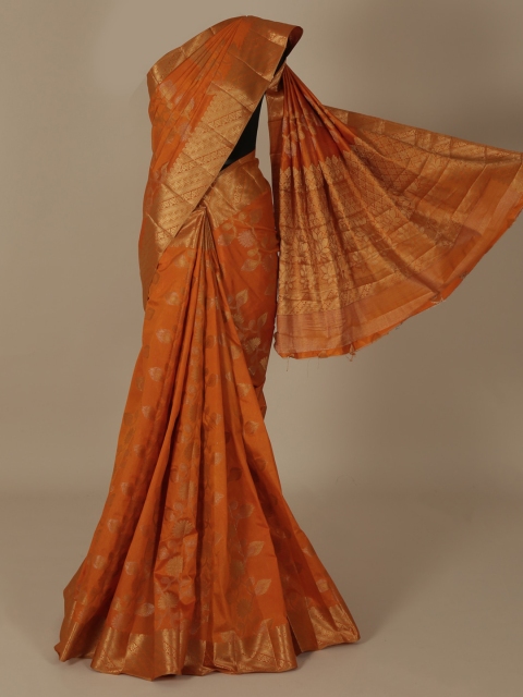 

Pothys Orange Woven Design Jute Silk Saree
