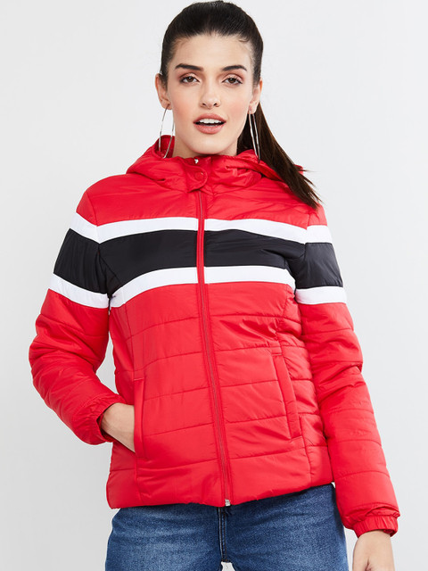 

max Women Red Striped Padded Jacket